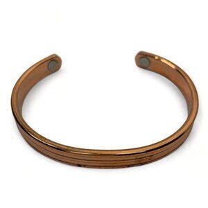 Slim Solid Copper Bangle With Pressure Points For Healing Therapy 2.5"